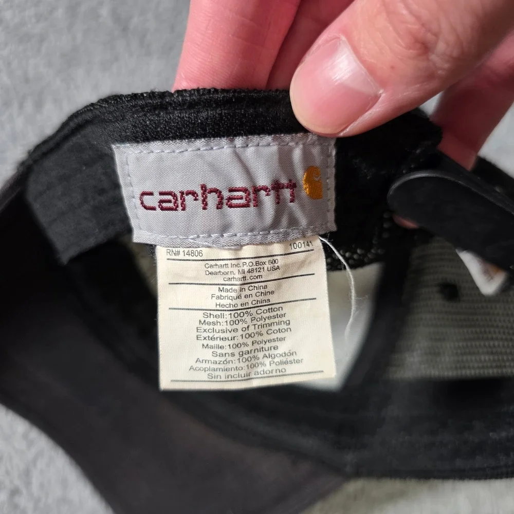 Carhartt Trucker Hat Black Embroidered Logo Mesh Snapback 100141 Sun Fade